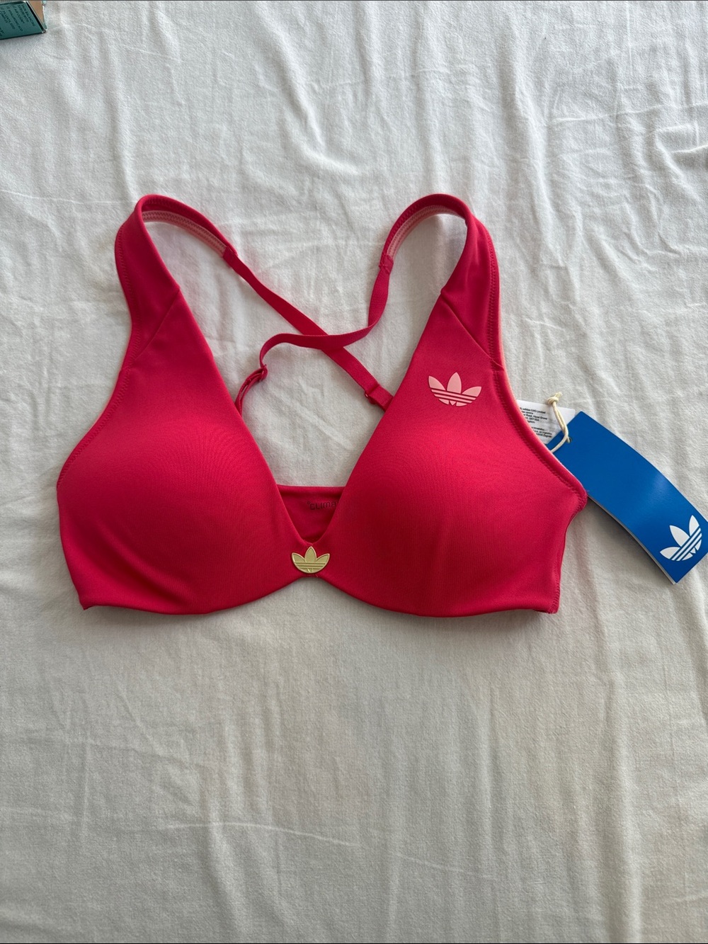 adidas Hot Pink Padded Sports Bralette with Trefoil